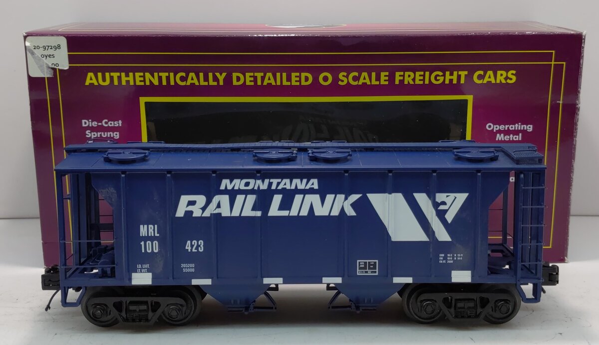 MTH 20-97298 O Gauge Montana Rail Link PS-2 Covered Hopper #100423