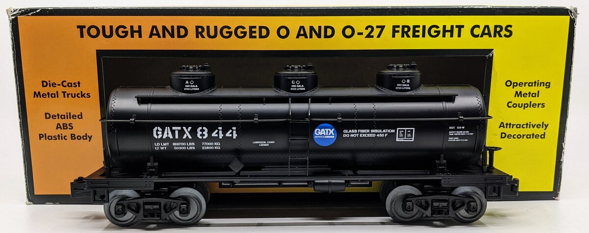 MTH 30-73457 O GATX 3-Dome Tank Car 3-Rail #844