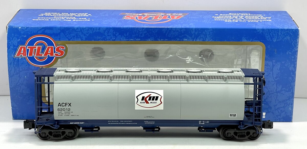 Atlas 6307-1 O Gauge Kerr-McGee 3-Bay Cylindrical Hopper Car #62012 (3 Rail)