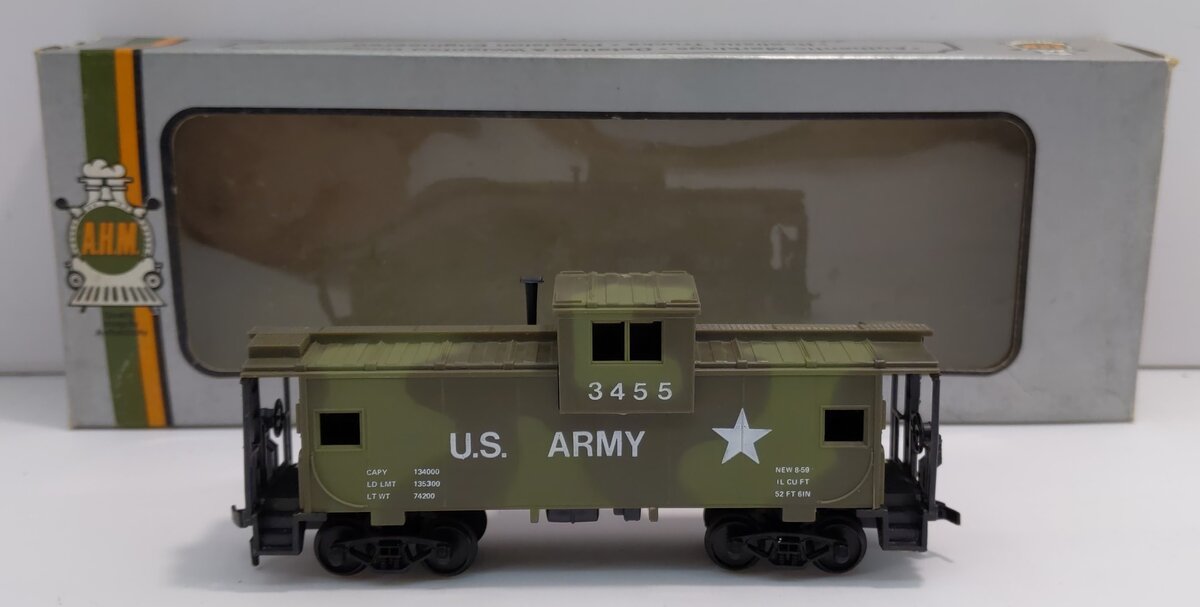 AHM 3455 HO US Army Camouflage Extended Vision Caboose # 3455