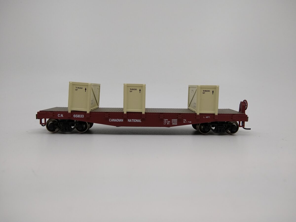Athearn 92175 HO RTR 40' Flat w/Crates, CN #651833