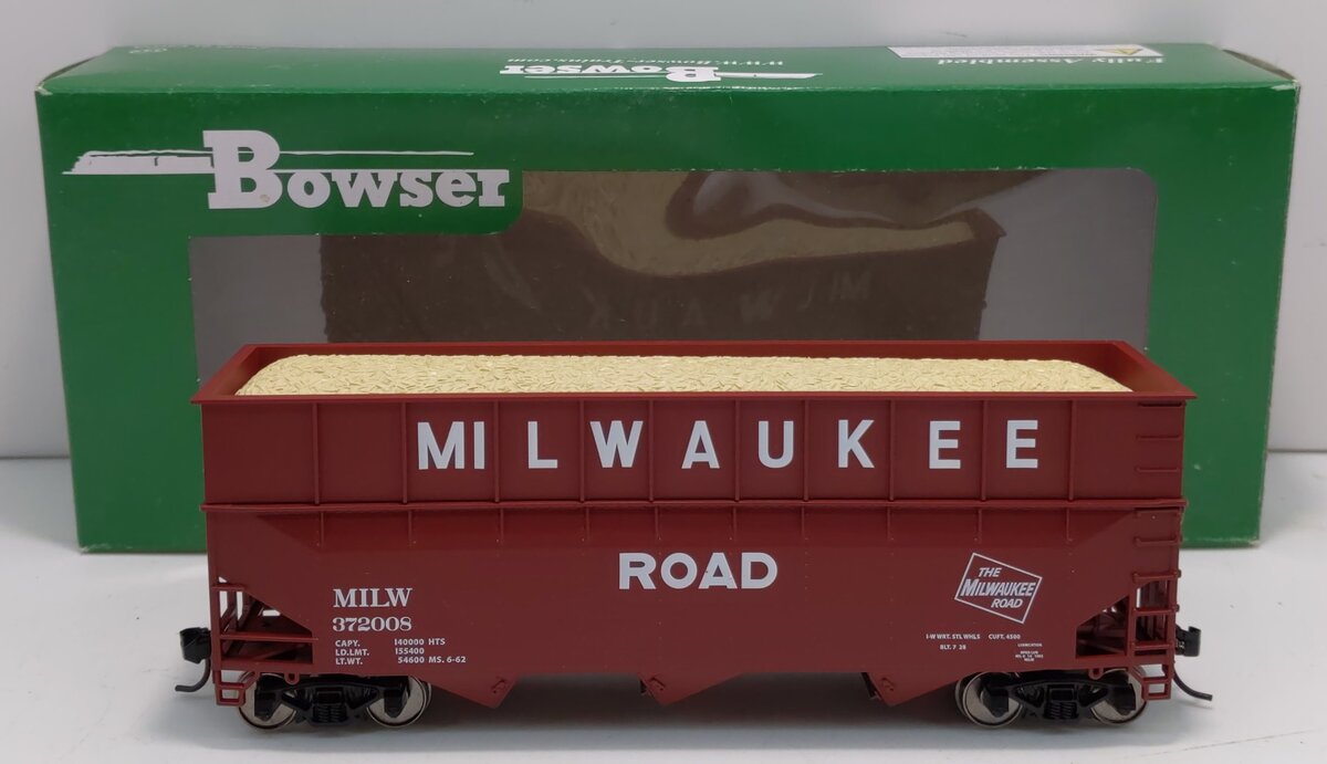 Bowser 41965 HO Milwaukee Road 70 Ton Wood Chip Hopper Car Ready To Run #372008
