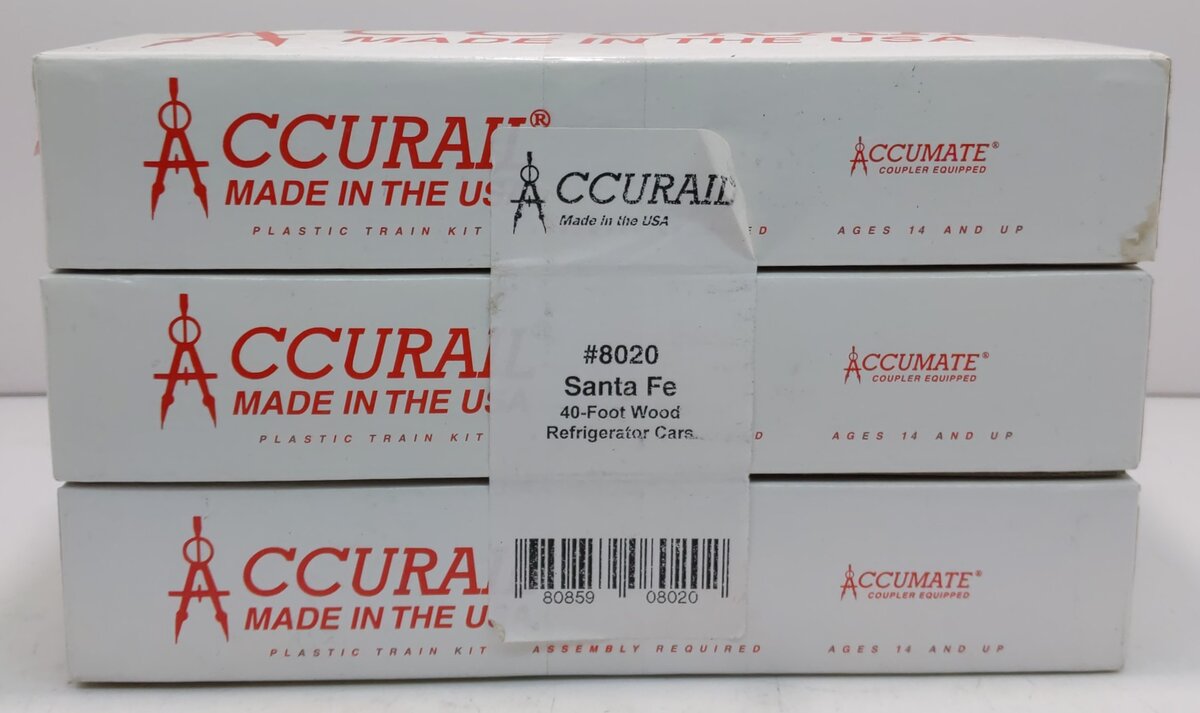 Accurail 8020 HO Scale Santa Fe 40' Wooden Reefer Kit Road #s: 8291/8753/9346