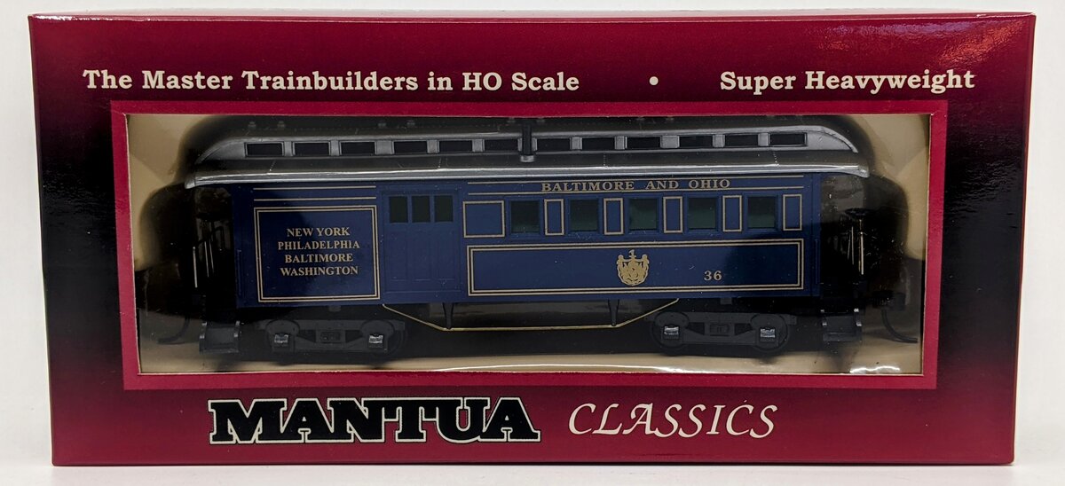 Mantua 720525 HO Scale Baltimore & Ohio Old Time 1890 Combine Car #36