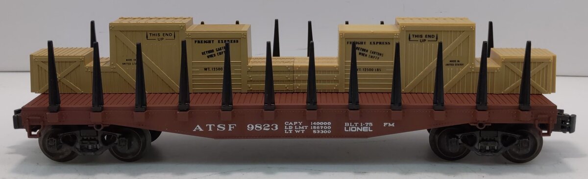 Lionel 6-9823 O Gauge Santa Fe Flatcar with Freight Load
