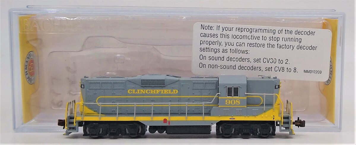 Bachmann 62456 N Clinchfield EMD GP7 Dynamic Brakes Diesel Locomotive DCC #908