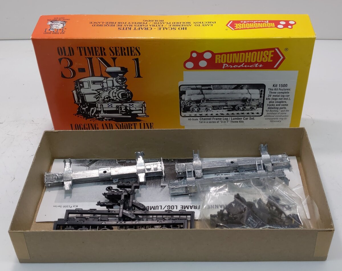 Roundhouse 1500 HO Scale Undecorated Metal Log Car Kit (3 in 1)
