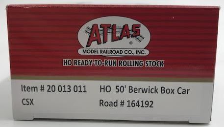 Atlas 20013011 HO Scale CSX 50' Berwick Boxcar #164192