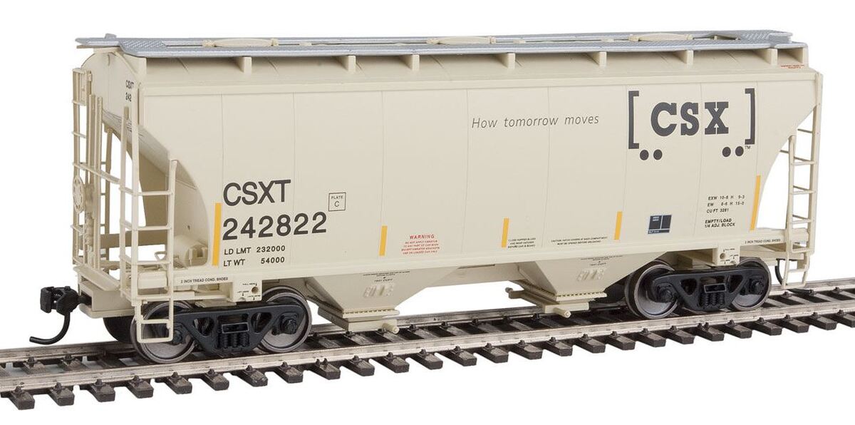 Walthers 910-7535 HO Scale CSX 39' Trinity 2-Bay Covered Hopper #242822