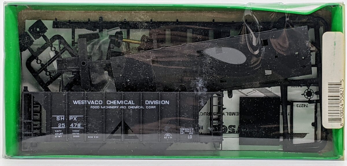 Bowser 55821 HO Westvaco Chemical 70 Ton Open Side 2-Bay Covered Hopper Kit