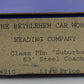 The Bethlehem Car Works 210 HO Reading Co Class PBn Suburban 63' Steel Coach Kit