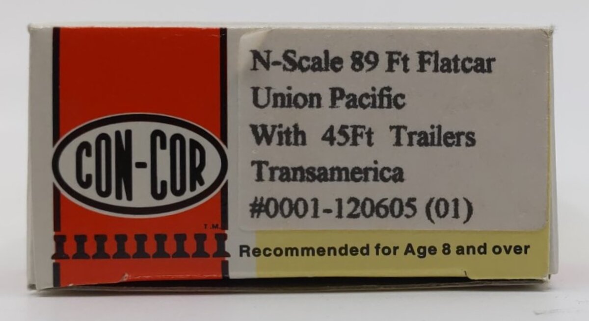 Con-Cor 0001-120605 N Scale Union Pacific 89' Flatcar w/ 45 Ft Trailers #701427