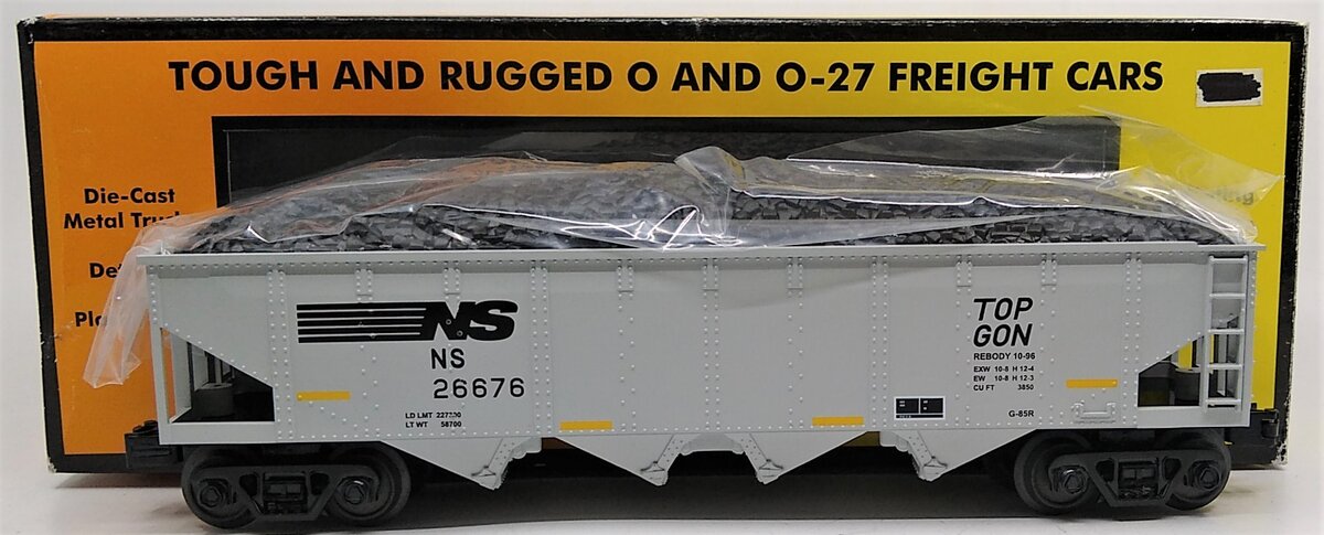 MTH 30-75454 O Norfolk Southern 4-Bay Hopper Car W/ Coal Load #26676
