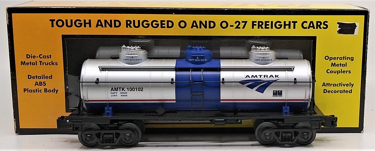 MTH 30-73349 O Gauge Amtrak 3-Dome Tank Car #100102
