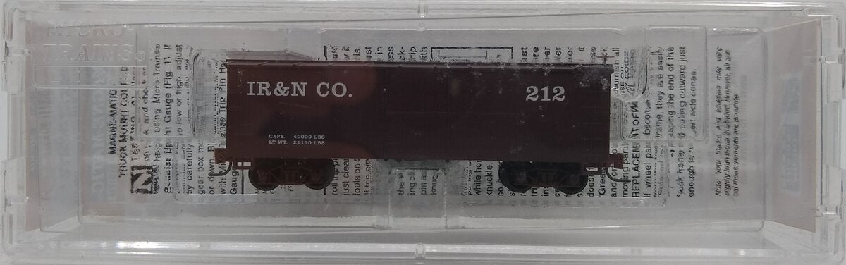 Micro-Trains 80000210 Nn3 IR&N Co 30' Single Door Boxcar #212