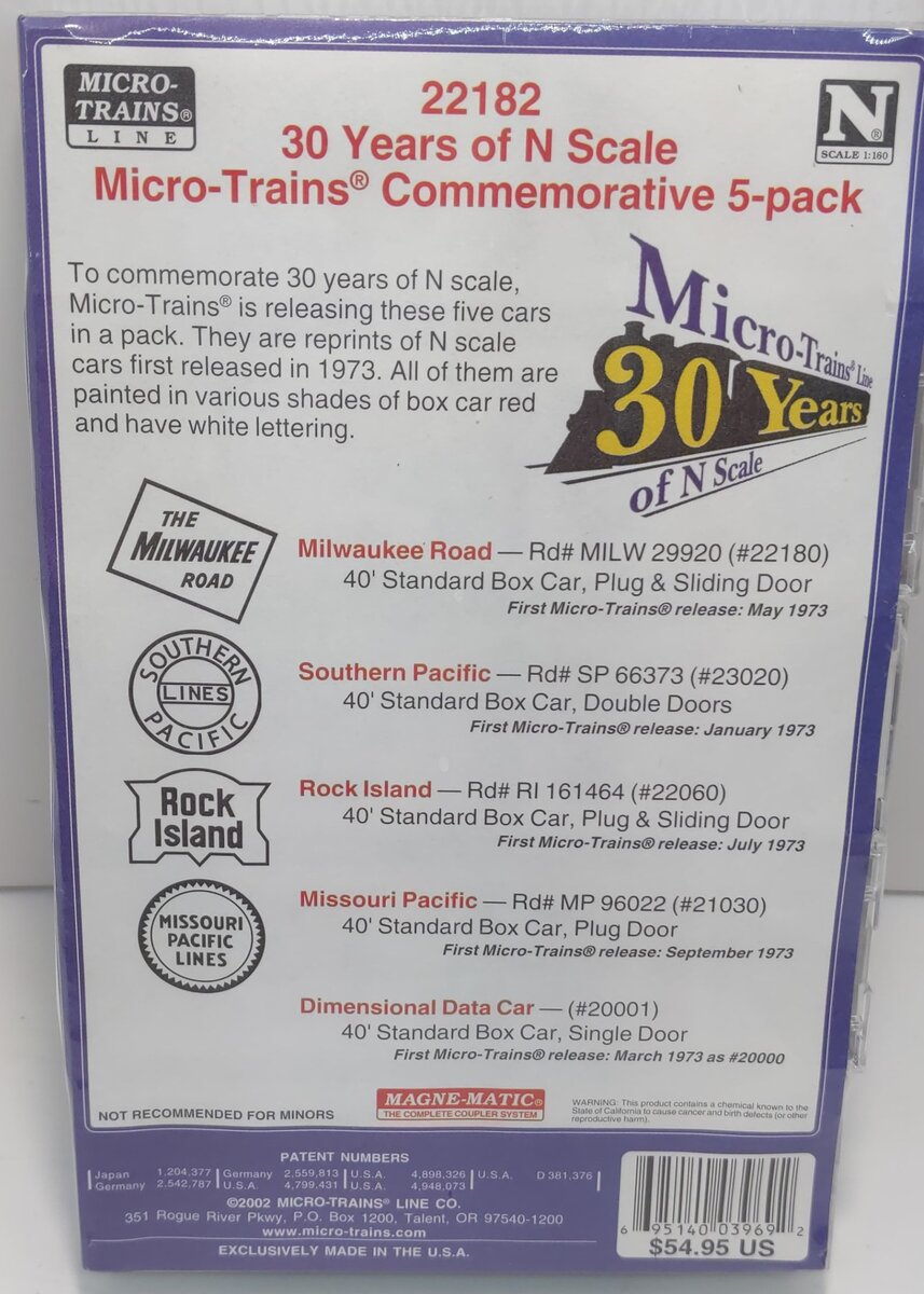 Micro-Trains 02200182 N Commemorative 40' Standard Boxcars (Set of 5)