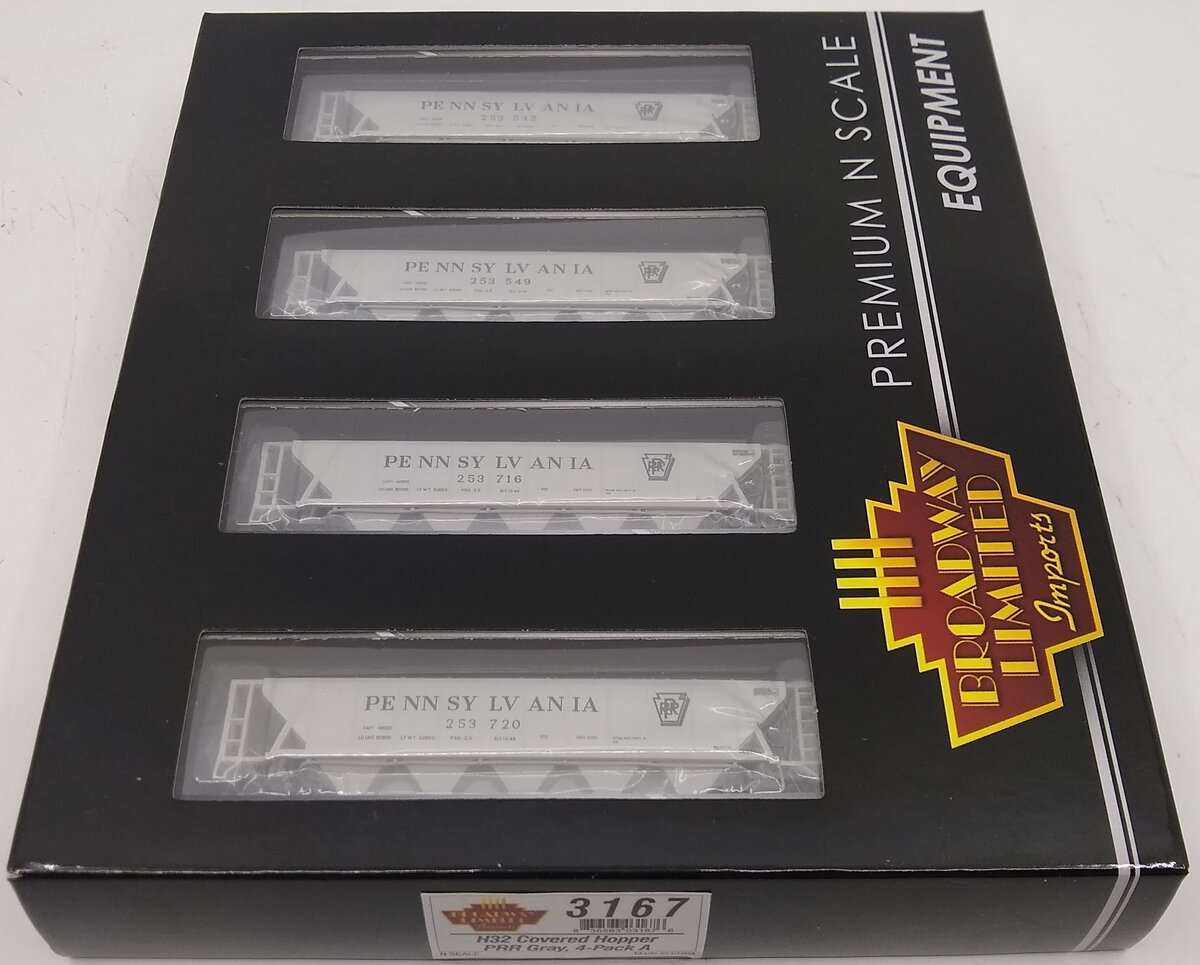 Broadway Limited 3167 N PRR Class H32 5-Bay Covered Hopper Set A (Pack of 4)