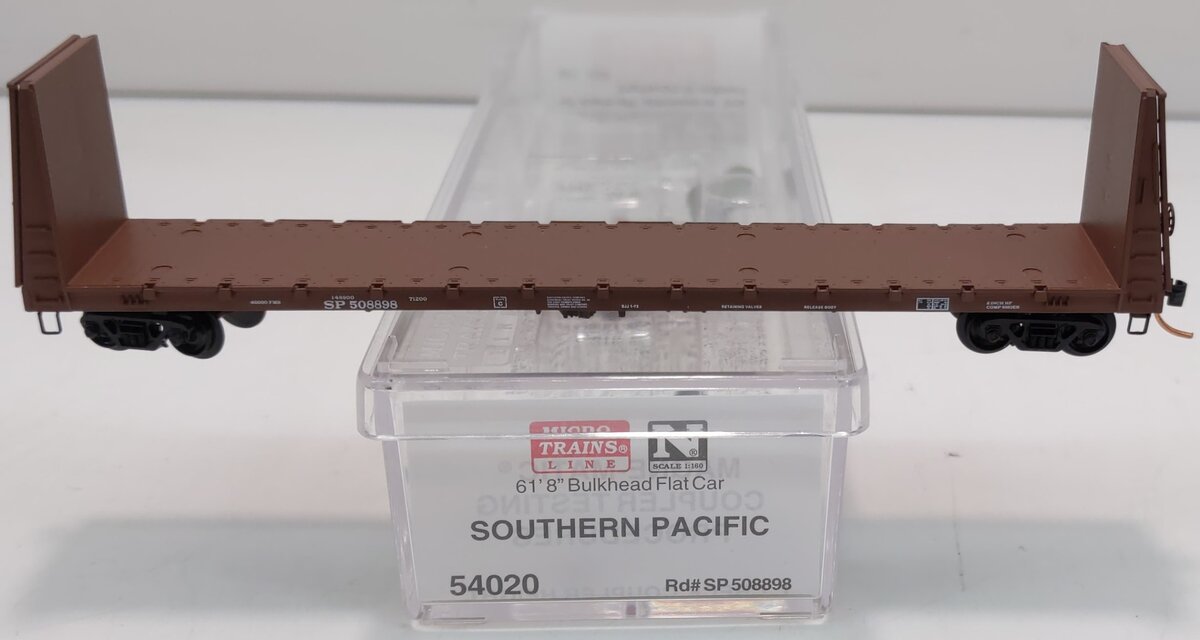 Micro-Trains 05400020 N Scale SP 61' 8"Bulkhead Straight Side Flatcar #508898