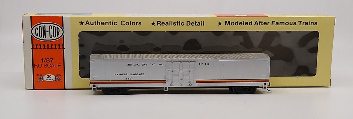 Con-Cor 0001-001050 HO Scale 60 Ft MHC Santa Fe Boxcar Express Baggage # 1117