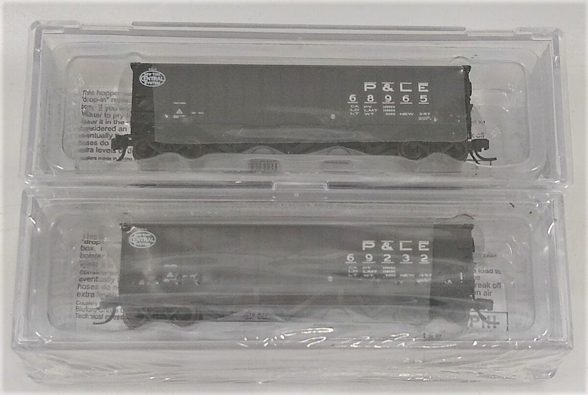 Bluford Shops 14162 N P&LE 70 Ton Ribside 3-Bay Open Hopper Car (Set of 2)