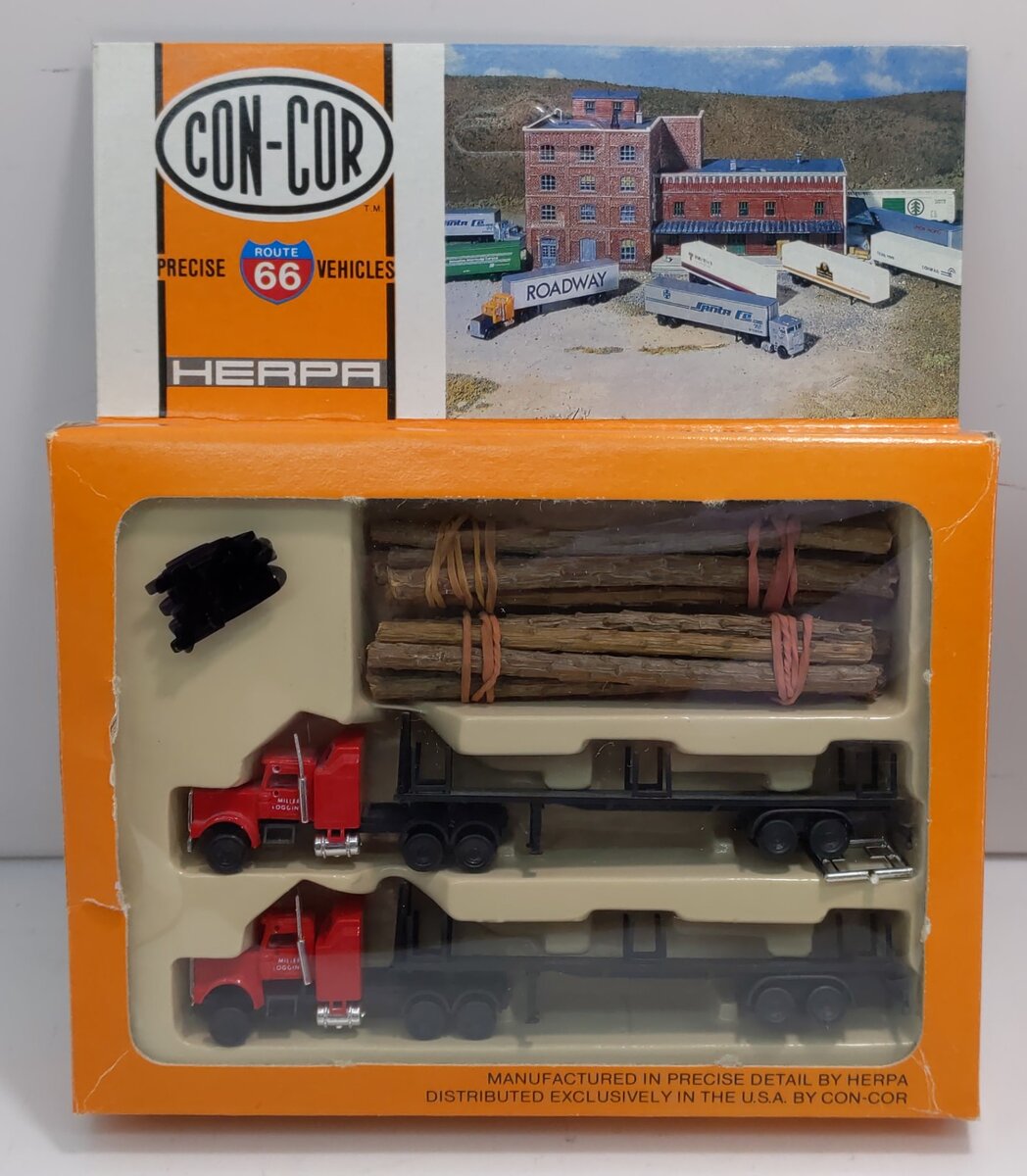 Con-Cor 0004-003029 N 1:160 Miller Logging Tractor Trailer w/Logs (Pack of 2)