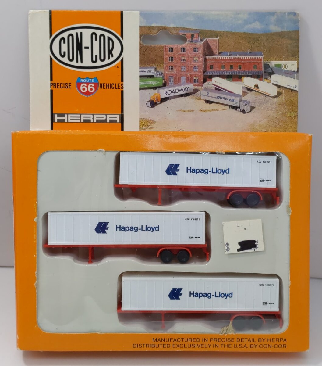 Con-Cor 0004-005112 N 1:160 Hapag-Lloyd Piggyback Ribbed Containers (Pack of 3)