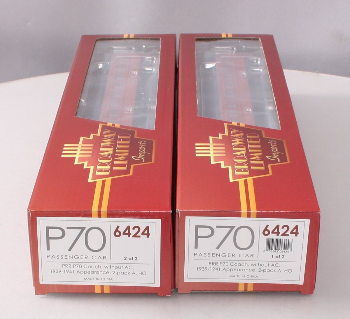 Broadway Limited 6424 HO Pennsylvania P70 No AC Coach Set A (Set of 2)