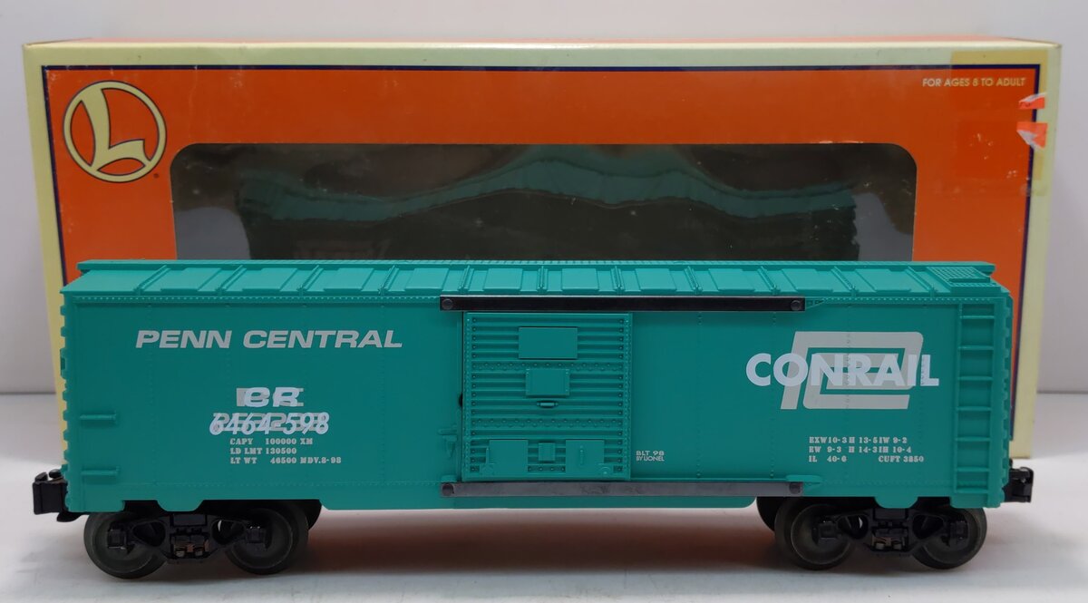 Lionel 6-29233 O Gauge Conrail Overstamp Penn Central Boxcar #6464-598