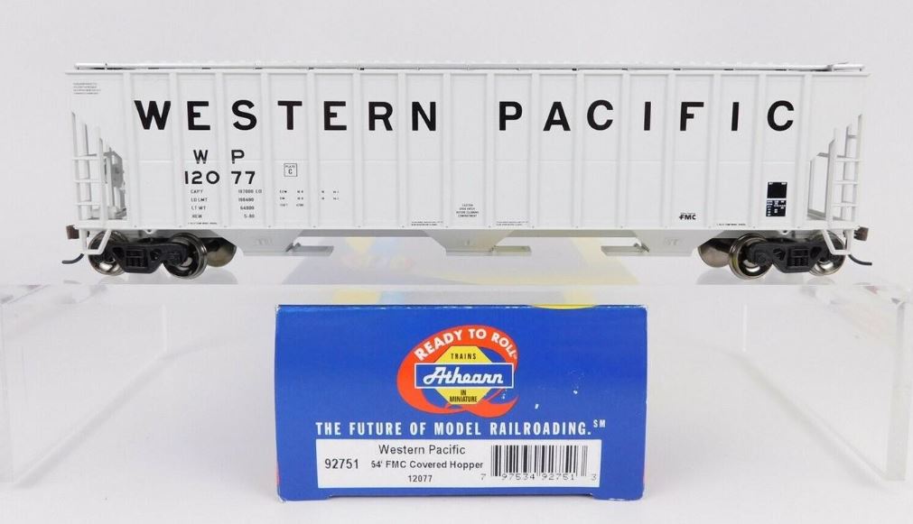 Athearn 92751 HO Scale Western Pacific 54' FMC Covered Hopper #12077