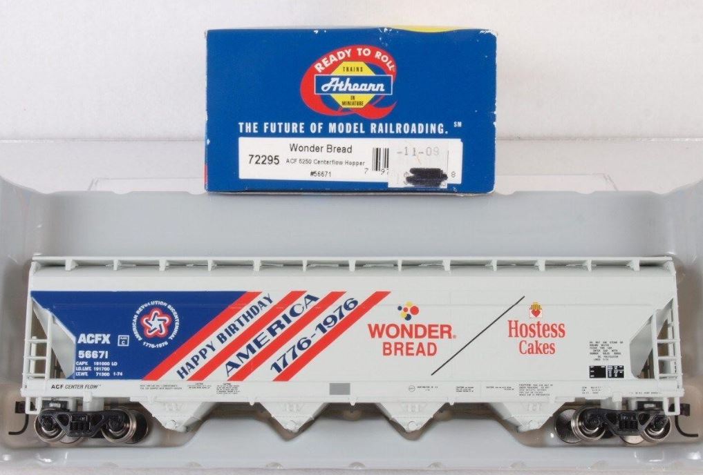 Athearn 72295 HO 72295 Wonder Bread ACF 4-Bay CF Hopper #56671