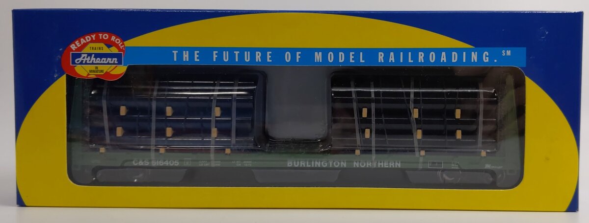 Athearn 92725 HO Burlington Northern C&S 60' Bulkhead Flatcar W/Load #616405