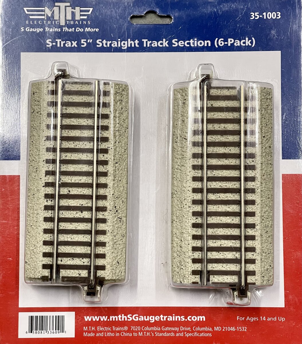 MTH 35-1003 S Gauge 5" Half Straight Track Section (Pack of 6)