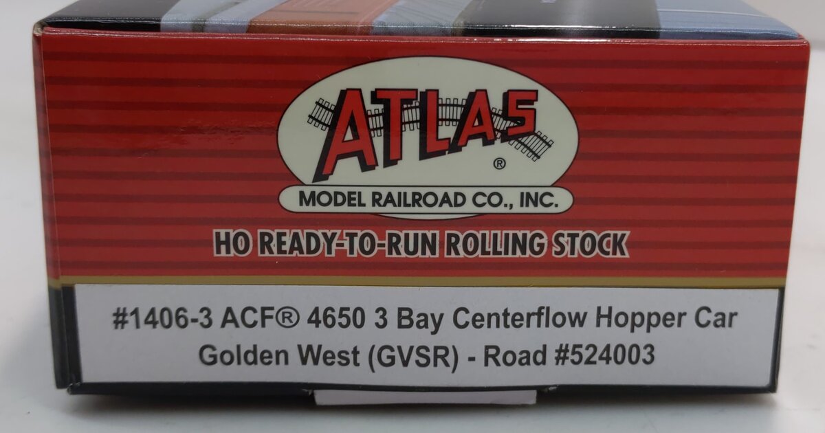 Atlas 1406-3 HO Scale Golden West ACF 4650 3-Bay Centerflow Hopper #524003