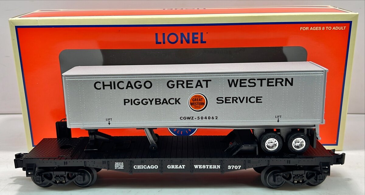 Lionel 6-26310 O Chicago Great Western Flatcar with Trailer