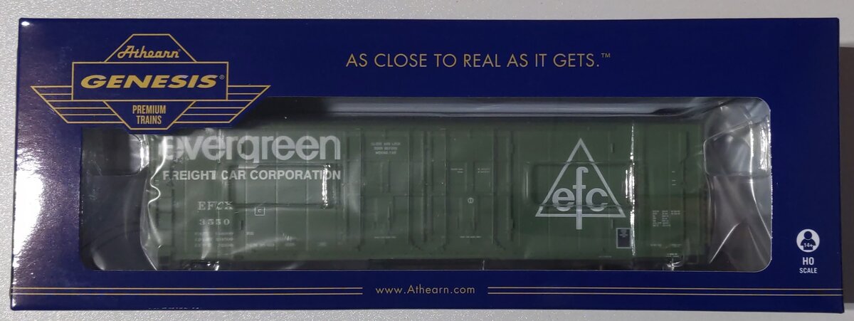 Athearn G87969 HO Evergreen Freight Car Corp. 50' PC&F Plug Door Box Car #3550