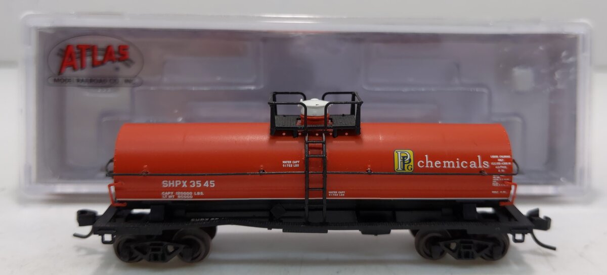 Atlas 50003751 N PPG Chemicals 11,000 Gallon Tank Car with Platform #3545