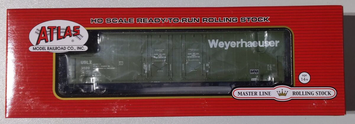 Atlas 20002472 HO Weyerhaeuser 53' Double Plug Door Box Car #3020