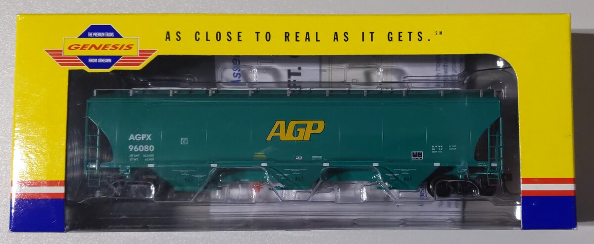 Athearn G4253 HO Scale A.G.P. Trinity 5161 Cu.Ft. 3 Bay Covered Hopper #96080