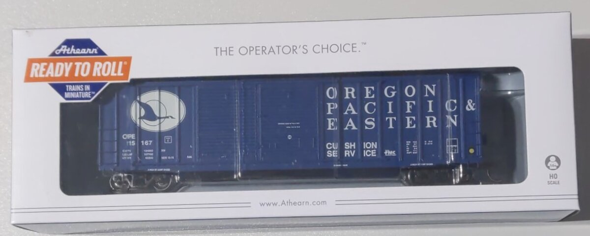 Athearn 73343 HO Oregon Pacific & Eastern 50' FMC Offset Double Door Box #15167