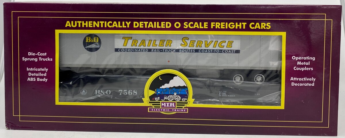 MTH 20-95156 MTH 2095156 O Baltimore & Ohio Flat Car w/ 48' Trailer #7568