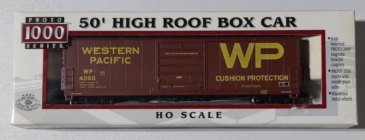 Proto 1000 23947 HO Western Pacific Cushion Protection 50''High Roof Boxcar #406