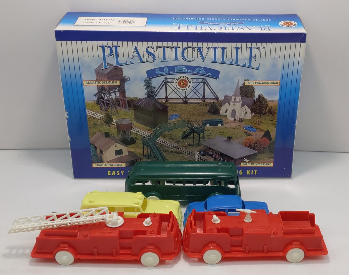 Bachmann 45987 Bus, Car, Ambulance, Fire Truck Vehicle Assortment (Set of 5)