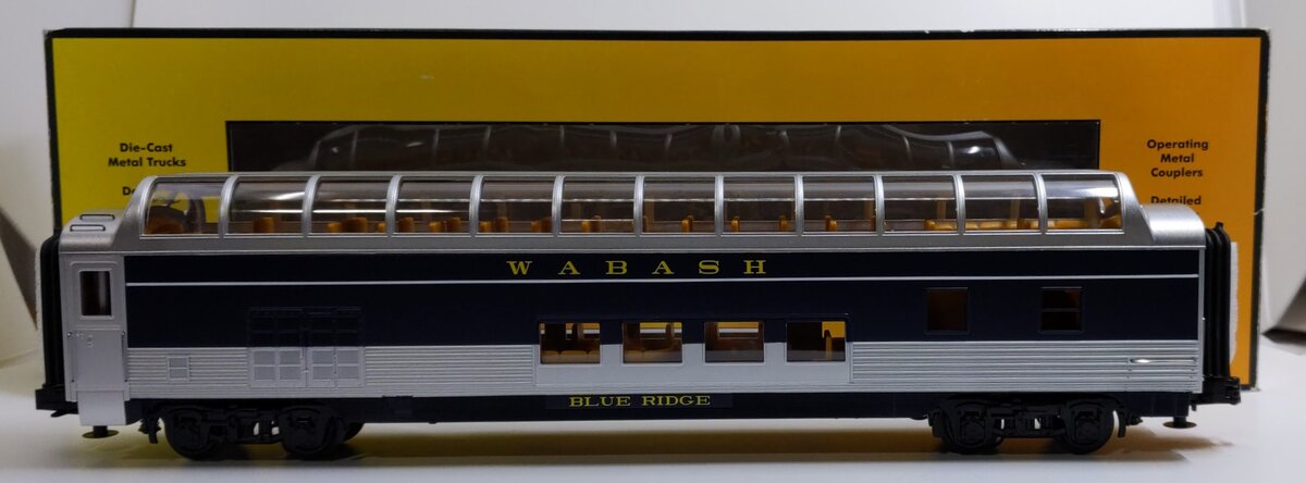 MTH 30-67890 O Wabash 60' Streamlined Full-Length Vista Dome Car