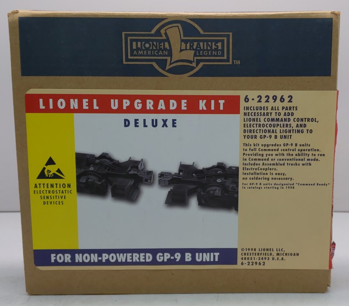 Lionel 6-22962 O GP-9 B-Unit Deluxe With Black Trucks Upgrade Kit