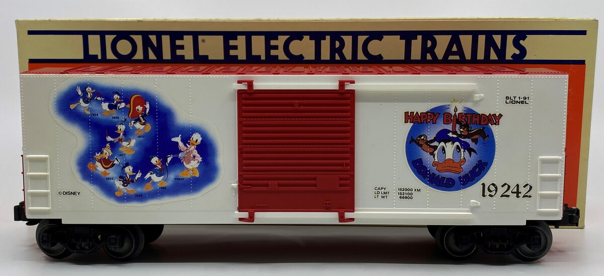 Lionel 6-19242 O Gauge Disney Donald Duck 50th Anniversary Hi Cube Boxcar #19242
