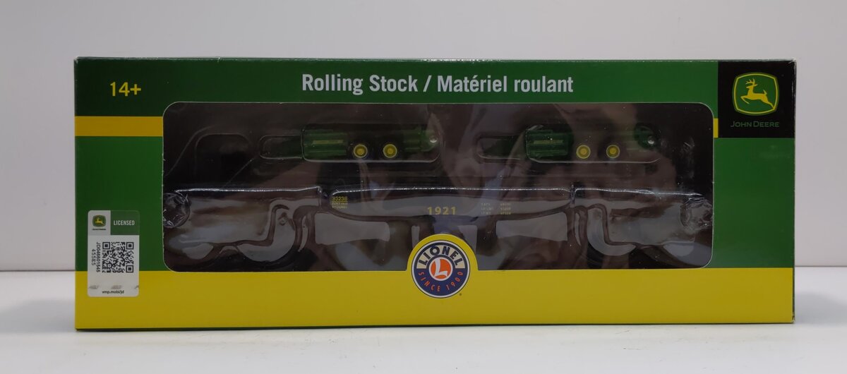 Lionel 6-83238 O John Deere Flatcar w/2 Trailer Load #1921