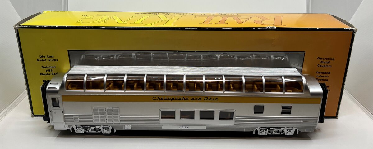 MTH 30-67866 O Chesapeake & Ohio 60' SL Fluted-Side ABS Vista Dome Car #1892