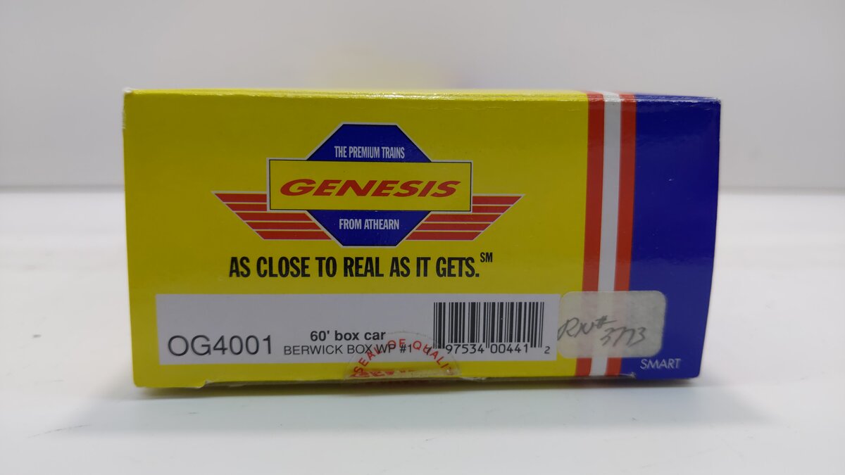 Athearn OG4001 HO Genesis Western Pacific Berwick 60' Box Car # 3773