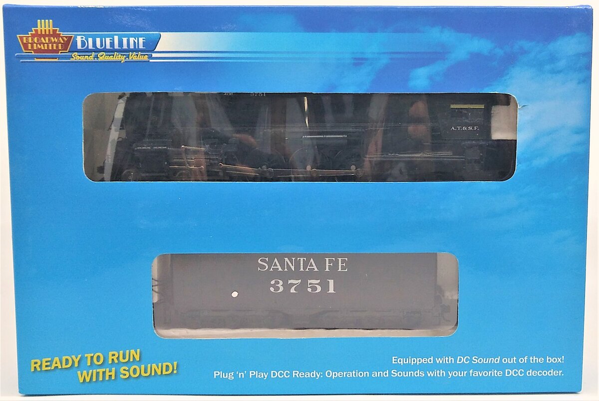 Broadway Limited 5158 HO ATSF 4-8-4 Steam Locomotive and Tender #3751