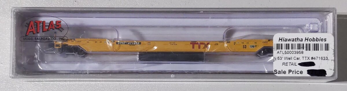 Atlas 50003958 N Scale TTX 53' Single Well Car #471633